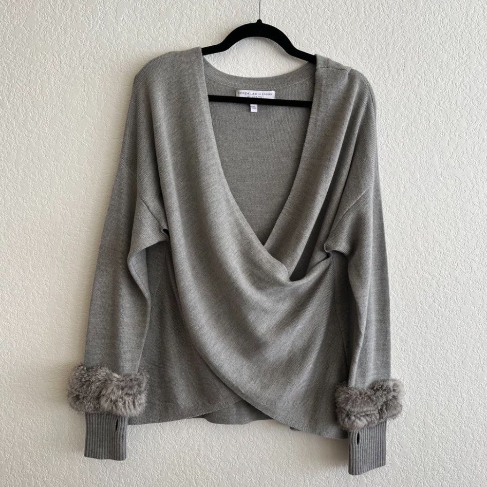 NEW Derek Lam x Intermix Sweater Rabbit Fur Accent - Picture 3 of 5